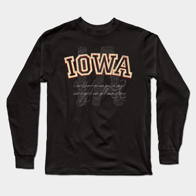 Iowa Vintage Retro Long Sleeve T-Shirt by Hashtagified